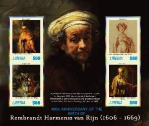 Liberia 2006 - Rembrandt Van Rijn Sheet of 4 MNH