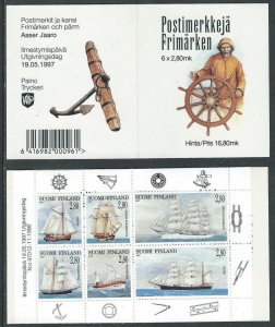 Finland 1997 Sailing ships set of 6 stamps in block in booklet MNH