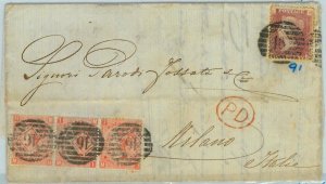 BK0693 - GB - POSTAL HISTORY - Nice FRANKING on COVER to ITALY 1867-