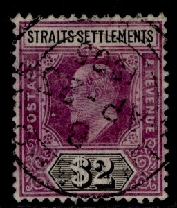 MALAYSIA - Straits EDVII SG137, $2 dull purple & black, FINE USED. Cat £90. CDS