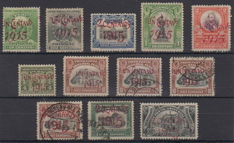 PERU 1915 Sc 187-195 Yvert 152-161 FULL SET + SHADES UNUSED & USED €236.50 