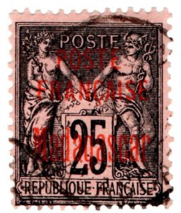 (I.B) Madagascar Postal : Overprint 25c