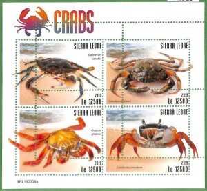 A2529 - SIERRA LEONE - ERROR: MISPERF, Miniature sheet - 2019 Crabs, Marine Life