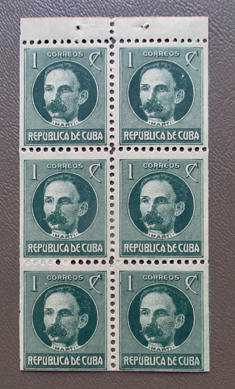 Cuba 1914 1¢ Stamps #264a Booklet Pane of 6 MH CV $75