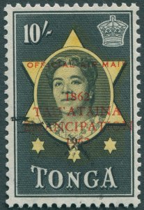 Tonga 1962 10s yellow & black Official SGO15 used