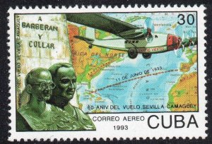 CUBA Sc# C326 SEVILLE to CAMAGUEY FLIGHT aviation plane airmail  1993  MNH