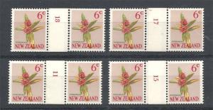 NEW ZEALAND 1967 6c : 4 different # counter coil pairs MNH.................S6727