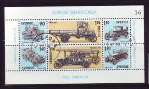 Sweden Sc1334 1980 Historic Cars stamp sheet used