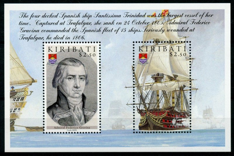 Kiribati Ships Stamps 2005 MNH Battle of Trafalgar 200th Boats Gravina 2v M/S