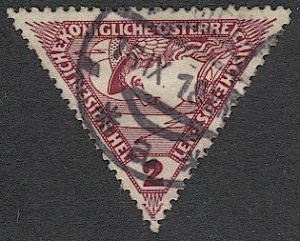 AUSTRIA 1916 Special Handling Sc QE1 Used VF Triangle, Wien cancel, Mercury