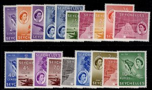 SEYCHELLES QEII SG174-188, 1954-61 complete set, NH MINT. Cat £100.