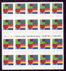 USA-Sc#3657- id11-unused NH sheet-Love-Art-2002-