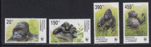 Zaire # 1638-1641, WWF - Gorillas, NH, 1/2 Cat.