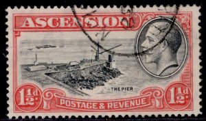 ASCENSION GV SG23, ½d black & scarlet, FINE USED.