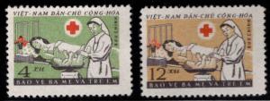 North Viet Nam Scott 158-159 NGAI 1961 Red Cross Nurse set