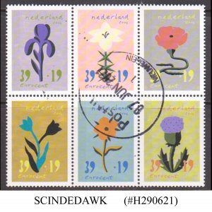 NETHERLANDS - 2004 SUMMER STAMPS / FLOWERS / PLANTS BLK OF 6V USED