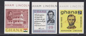 Ghana # 208-210, Abraham Lincoln, Imperf, Short Set, NH, 1/3 Cat.