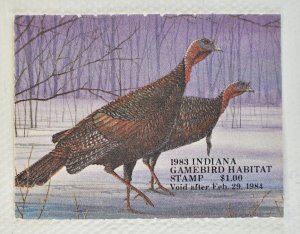 US INDIANA GAMEBIRD HABITAT PERMIT STAMP $1 MNH OG, 1983-84