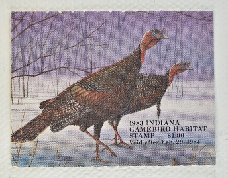 US INDIANA GAMEBIRD HABITAT PERMIT STAMP $1 MNH OG, 1983-84