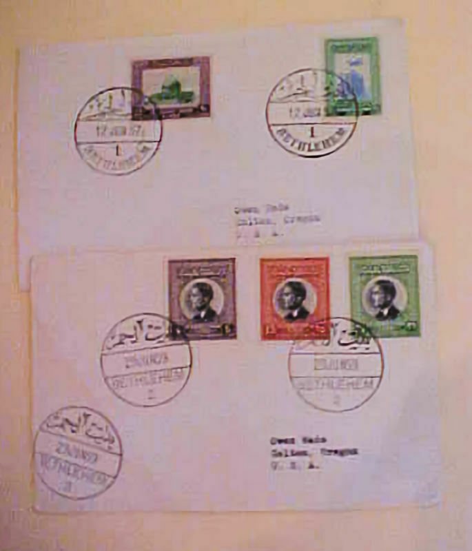 JORDAN  2 DIFF. BETHLEHEM 1959 COVERS TO USA