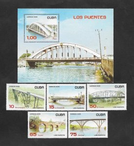 SE)2005 CUBA, BRIDGES, PLAZA, SOUVENIR SHEET AND 5 STAMPS BACUNAYAGUA, LA CONCOR