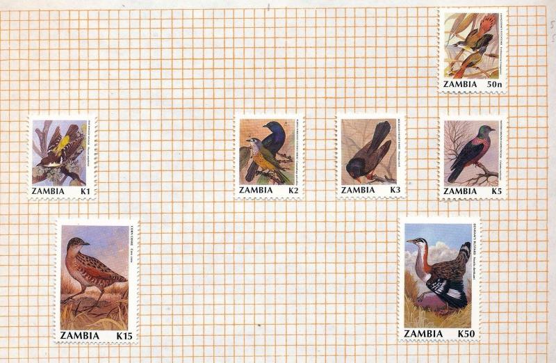 ZAMBIA QE Wildlife Birds Sheets M&U (Apx 70+)PB467