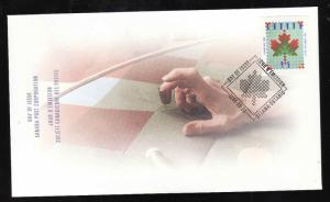 Canada-Sc#1607-stamp on FDC-Canada Day-Maple Leaf Quilt-1996-