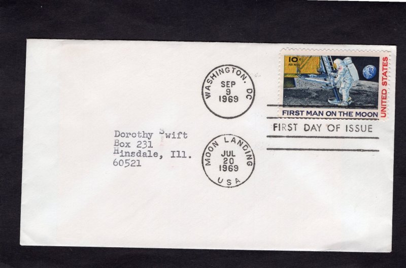 C76 First Man on Moon, FDC no cachet addressed