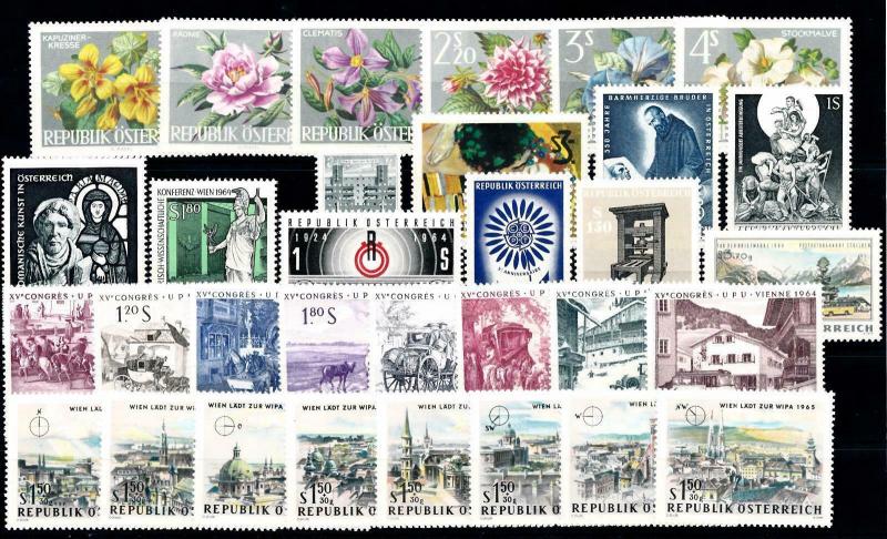 Austria Österreich 1964 Complete Year Set MNH