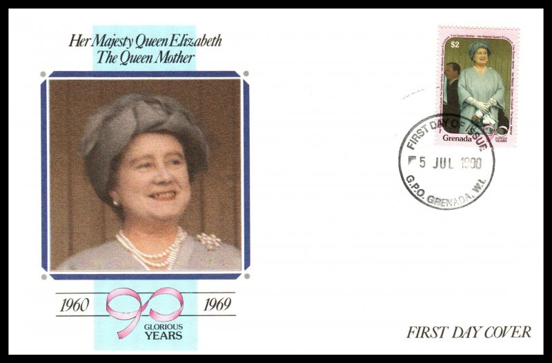 Grenada 1854-1856 Queen Mother Set of Three U/A FDC