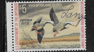 US #RW39  1972  $5  Federal Duck Stamp  (U) multicolored  CV$6.00