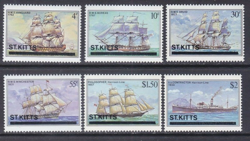 St. Kitts 38-43 MNH 1980 Various Ships Full Set Very Fine