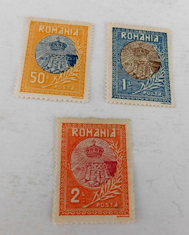 Romania #237,238 & 239, Mint/OG/HR/F , Annexation of Silistra, 1913