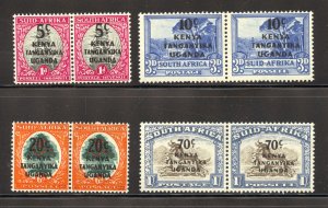 Kenya, Uganda, and Tanzania Scott 86-89 Unused HOG - 1941 Surcharged Pairs