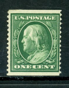 SCOTT 352 1909 1 CENT FRANKLIN REGULAR ISSUE COIL SINGLE MNH OG F-VF CAT $125!