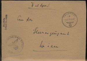 3rd Reich Germany WWII  KRETA Crete Greece Feldpost Cover G97996