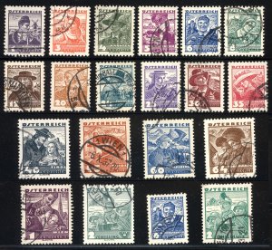 Austria 1934  Scott #354-73 used