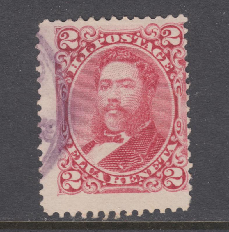 Hawaii Sc 38 used. 1882 2c rose King Kalakaua, fresh, sound