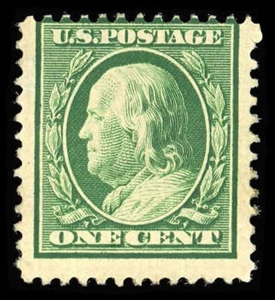 US Sc 374 F/Mint NO GUM - 1910 1¢ Franklin