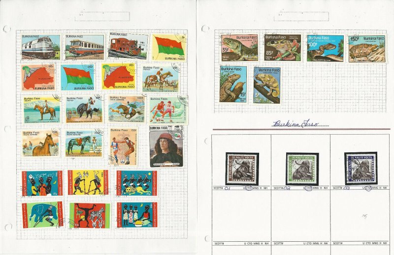 Burkina Faso Stamp Collection 5 Pages, Nice Lot of Topicals, JFZ