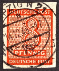 1945, Germany, Soviet Occupation of West Saxony 8pf, Used, Sc 14N5a