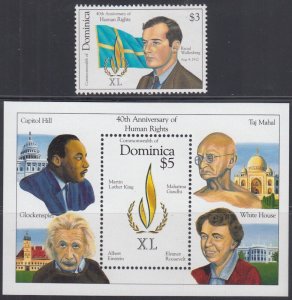 DOMINICA Sc# 1134-5 CPL MNH SINGLE & S/S OF EINSTEIN and RIGHTEOUS GENTILES