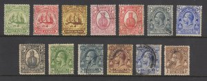 Turks & Caicos Sc 10-12,23-24,39,40,44,45,48-50,61 used. 1905-28 issues, 13 diff