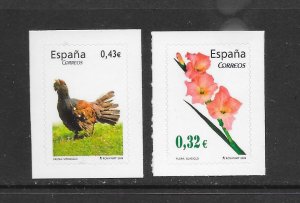 BIRDS - SPAIN #3634-5 BIRD & FLOWER  MNH