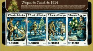 Sao Tome 2016 - Christmas Truce of 1914, World War I - Sheet of 4 - MNH