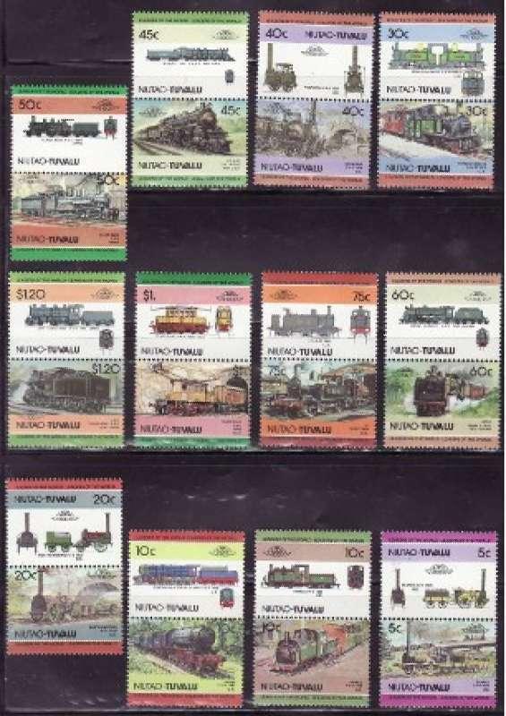 Tuvalu - Locomotives on Stamps - 12 Pairs of  Stamps 20J-004