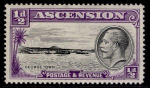 ASCENSION GV SG21, ½d black & violet, NH MINT.