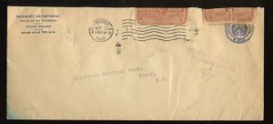 OX11 Post Office Seals on 1906 Treasury Dept O.B. Penalty Cover L1526bb