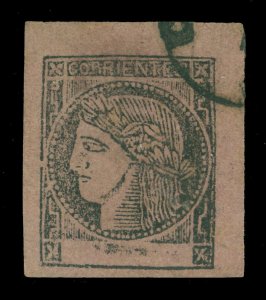 ARGENTINA 1875  CORRIENTES - Ceres - (3c) black, lilac rose Scott # 7a  used XF