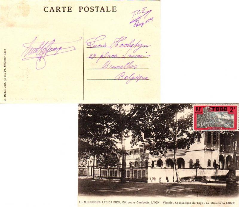 Togo 2c Coconut Grove 1928 Lome, Togo PPC (Missions Africaines, La Mission de...